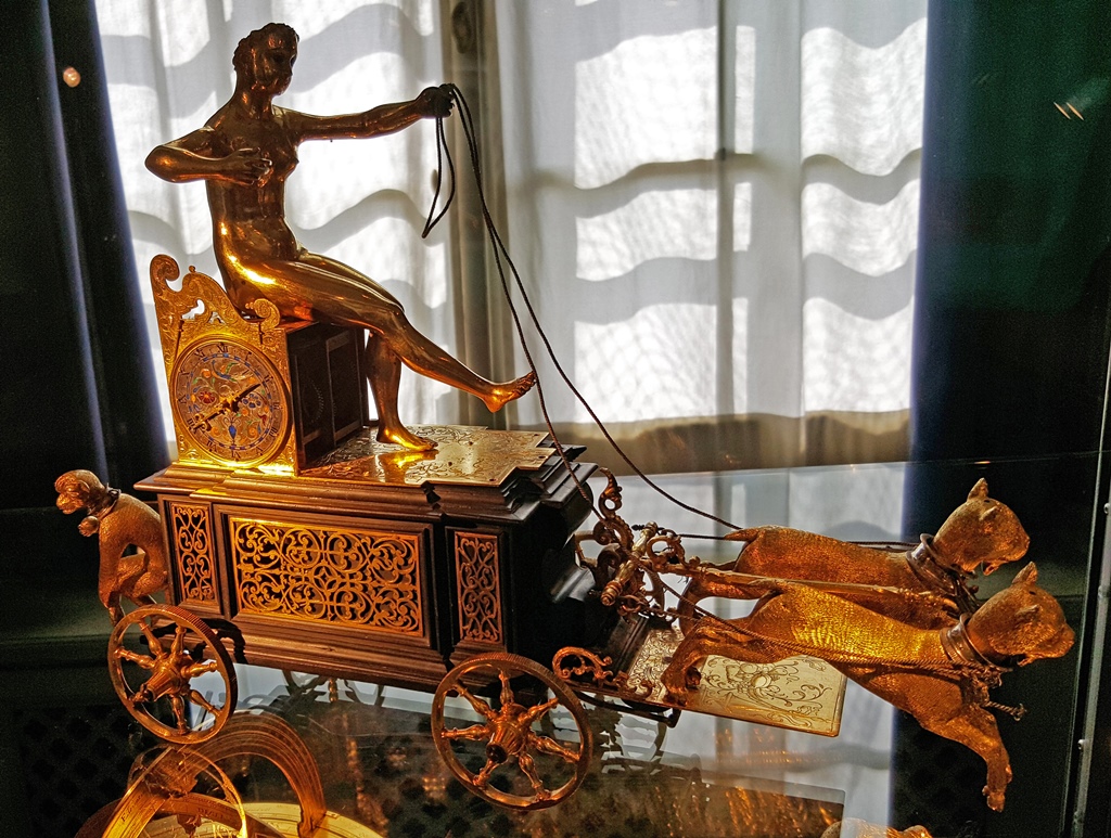 Automaton Clock with Venus in Chariot with Cats